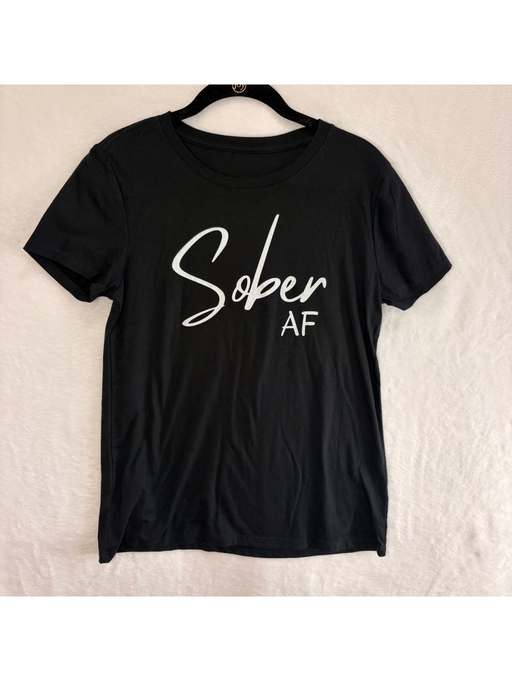 Black Sober AF Graphic T-Shirt Women’s Small Recovery Sober Tee